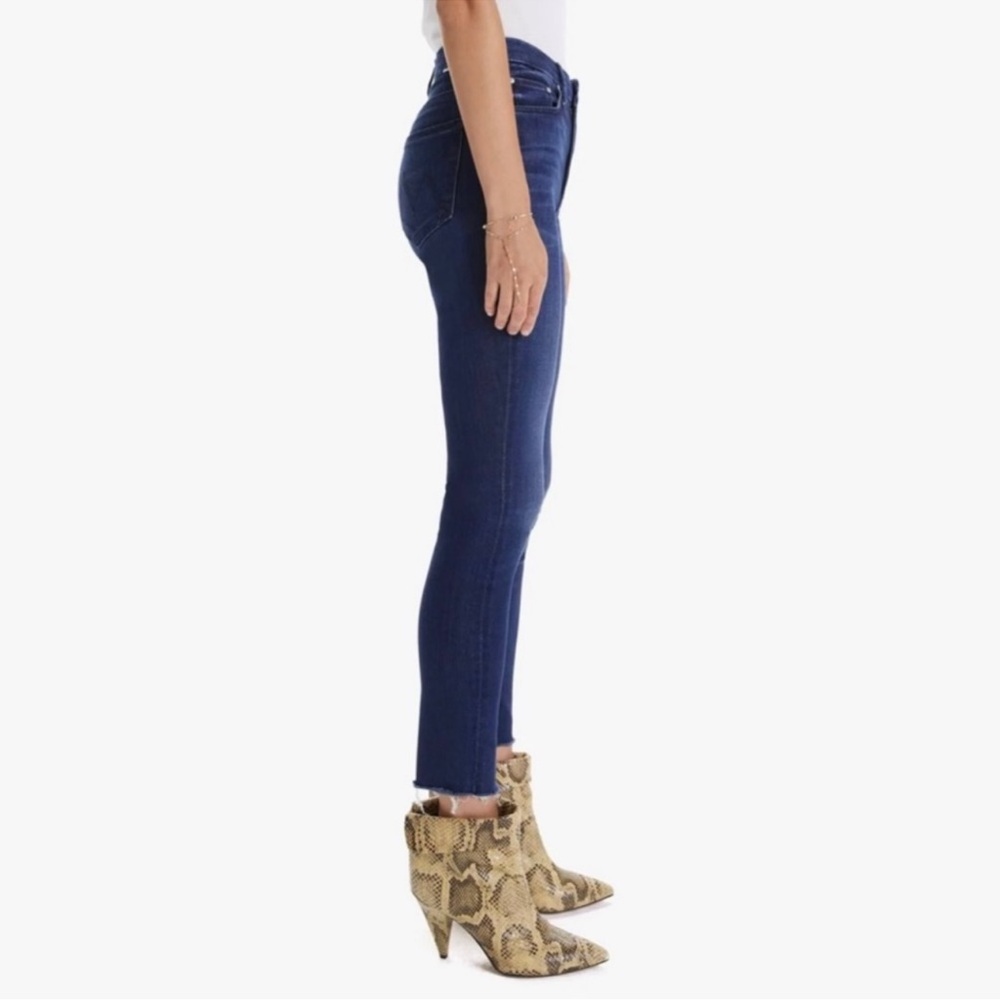 Mother denim style high waisted ankle fray tongue in chic